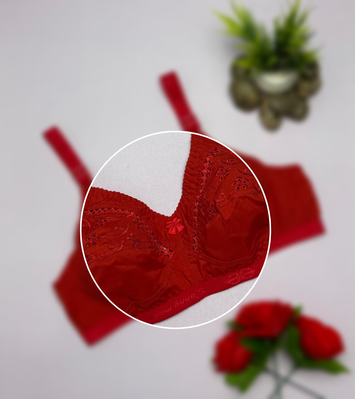 Embroidered Cotton Bra For Girls, Chicken Lace Style Brassieres