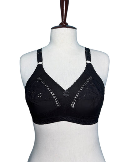 Embroidered Cotton Bra For Girls, Chicken Lace Style Brassieres