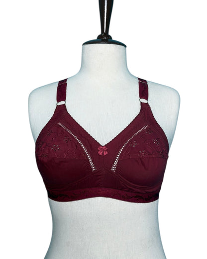 Embroidered Cotton Bra For Girls, Chicken Lace Style Brassieres