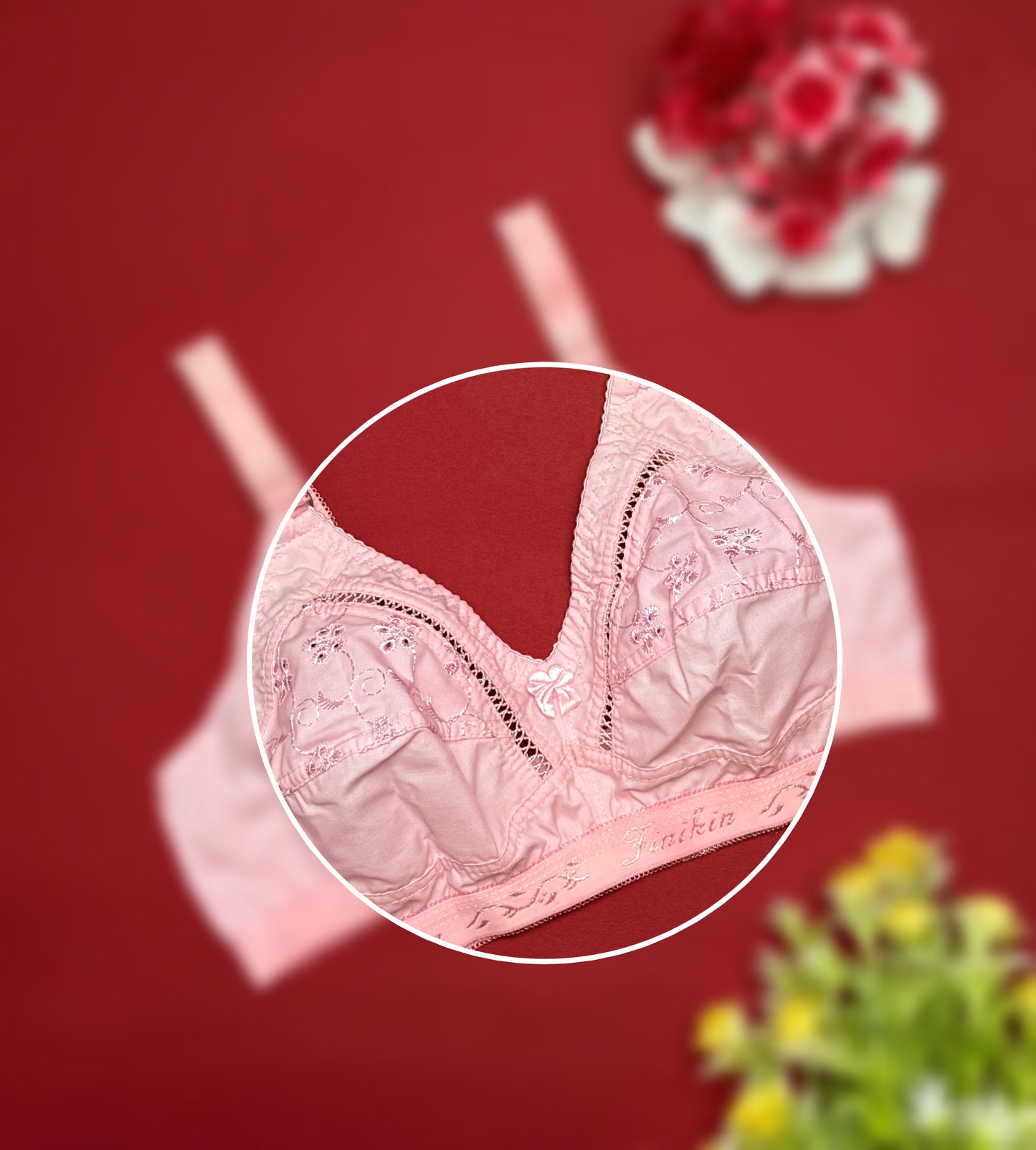 Embroidered Cotton Bra For Girls, Chicken Lace Style Brassieres