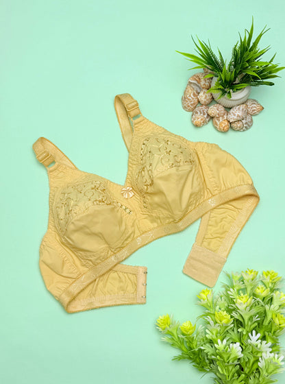 Pack of 4 Embroidered Cotton Bra For Girls, High Quality Brassieres