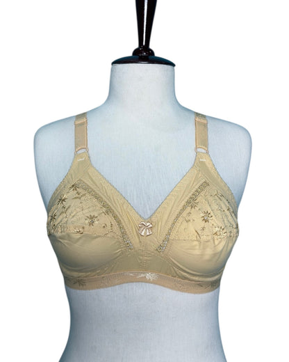 Embroidered Cotton Bra For Girls, Chicken Lace Style Brassieres