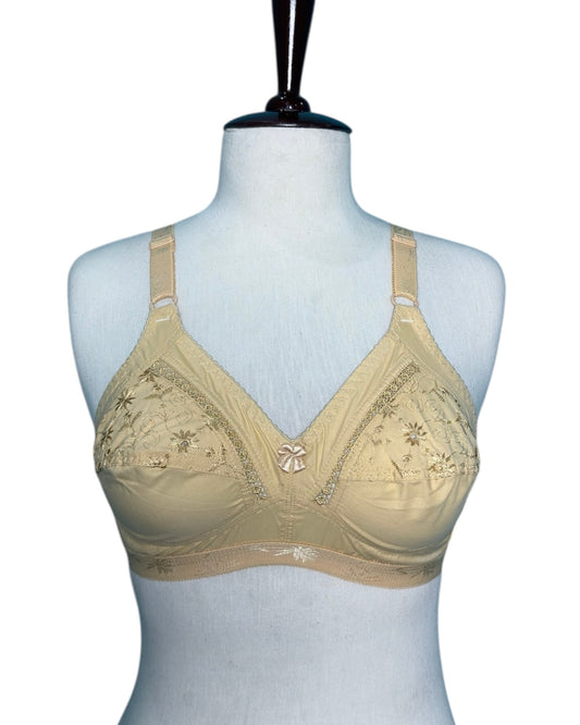 Embroidered Cotton Bra For Girls, Chicken Lace Style Brassieres