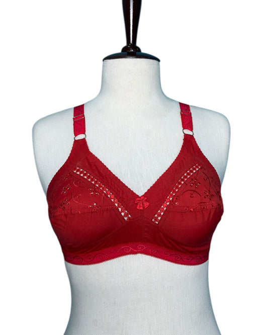 Embroidered Cotton Bra For Girls, Chicken Lace Style Brassieres