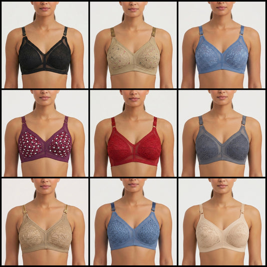 Pack Of 4 Lycra Net Bra - Beautiful Assorted Colors